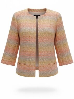 Talbots Multicolor Tweed Jacket in Coral, Gold & Cream